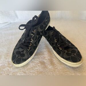 Coach Kalyn men’s black suede patterned sneakers.